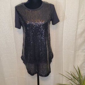 Rue 21 Women's Blouse Black Sequins Top, Black, Medium